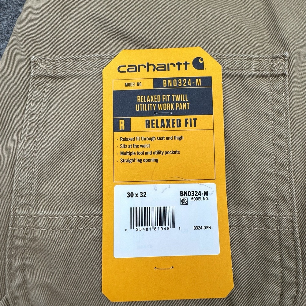 Carhartt Relaxed Fit Twill Work Pants Men's Sz 30x32 BN0324-M Tan Khaki - Picture 3 of 16